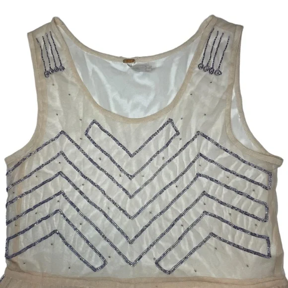 Free People Embellished Slip Mesh Beaded Dress Sz S - Picture 7 of 13